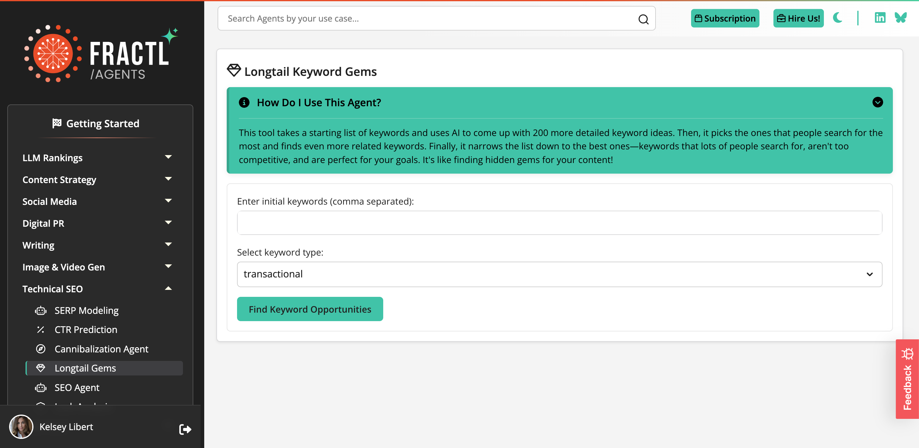 Longtail Gems Agent Interface